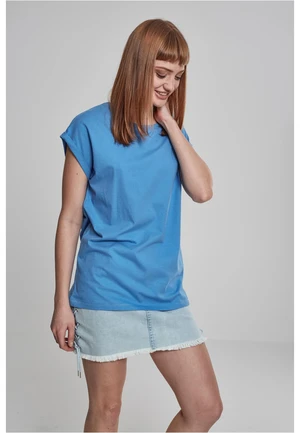 Women's T-shirt with extended shoulder horizontal blue