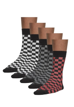 Check Socks 5-Pack blk/h.grey/wht