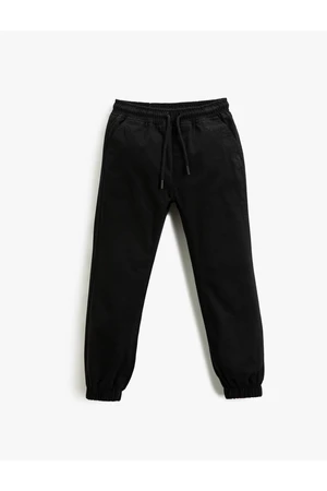 Koton Basic Chino Jogger Trousers Tie Waist Cotton With Pocket.