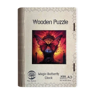 Wooden puzzle Magic Butterfly Clock A3