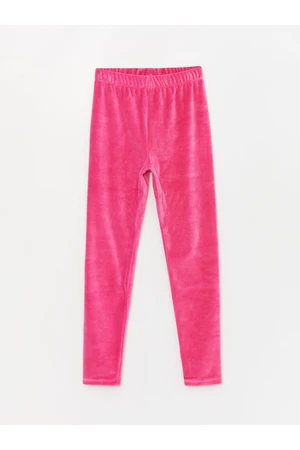 LC Waikiki Basic Girls' Velvet Leggings with an Elastic Waist.