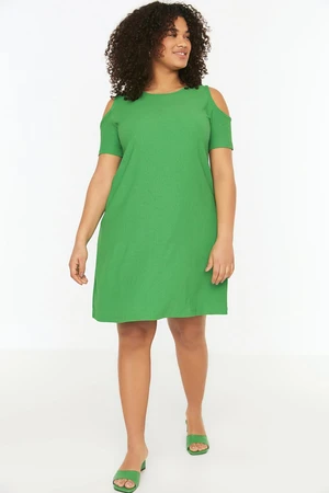 Trendyol Curve Green A-line Cut-Out Detailed Knitted Dress