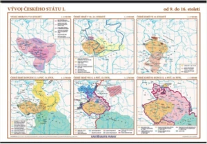 Vývoj českého státu I. (od 9. do 16. století) – školní nástěnná mapa/136 x 96 cm