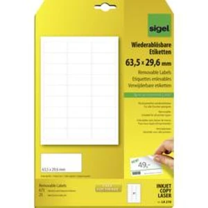 Sigel LA210 etikety 63.5 x 29.6 mm papír bílá 675 ks přemístitelné univerzální etikety 25 Blatt A4