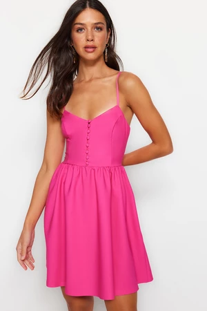 Trendyol Pink Waist Opening Mini Woven Button Detailed Woven Dress