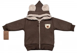 Oteplená pletená bundička Teddy Bear, Baby Nellys, dvouvrstvá, hnědá, vel. 92-98 (18-36m)