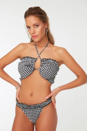 Trendyol Black Textured Gingham Bikini Bottoms