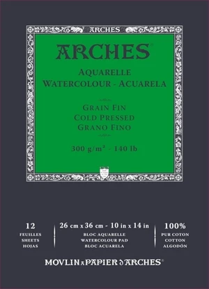 Arches Watercolour Cold Pressed Pad Natural White 36 x 26 cm 300 g Carnet de croquis