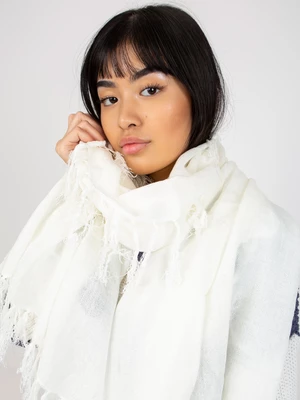 Monochrome women's scarf Ecru with fringe