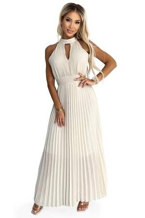 Numoco pleated midi dress with drop neckline