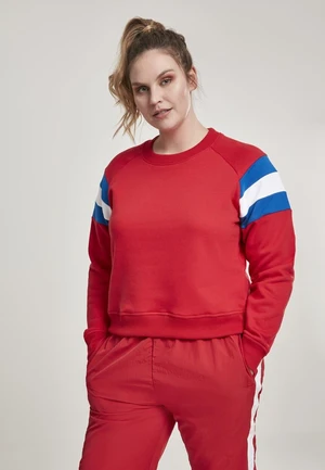 Ladies Sleeve Stripe Crew firered/light blue/white