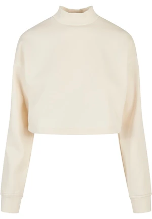 Ladies Cropped Oversized Sweat High Neck Crew whitesand