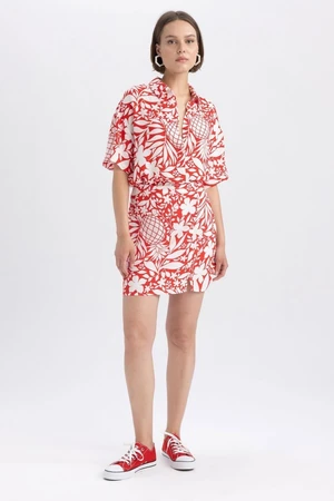 DEFACTO Tropical Patterned Mini Short Skirt