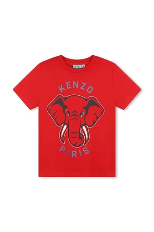 Dětské bavlněné tričko Kenzo Kids červená barva, s potiskem, K60748