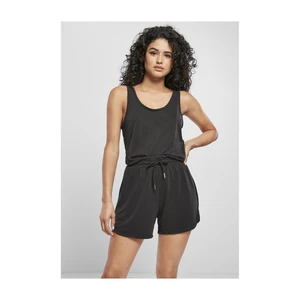 Women's modal short-sleeved jumpsuit in black