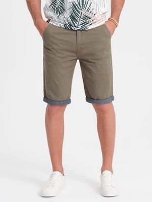 Ombre Men's chinos shorts with denim trim