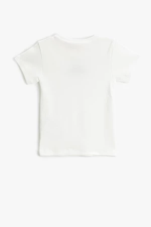 Koton Basic T-Shirt with Short Sleeves Embroidered Detailed Textured.