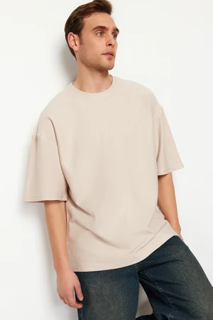 Trendyol Stone Oversize 100% Cotton Textured T-Shirt