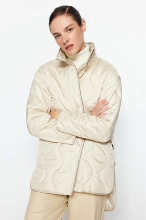 Trendyol Stone Oversize Water Repellent Quilted Coat