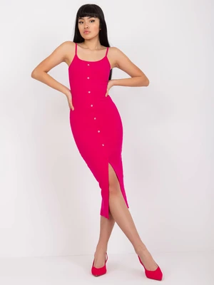 Fuchsia dress made of ribbed cotton RUE PARIS