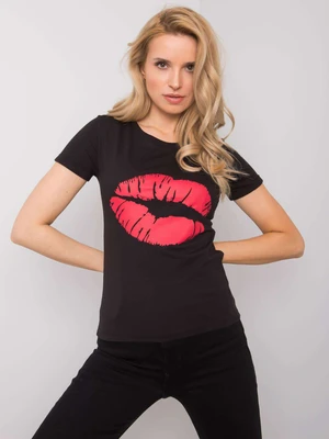 OCH BELLA Black cotton T-shirt with print