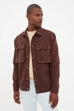 Trendyol Brown Men's Trucker Jacket with Big Pockets