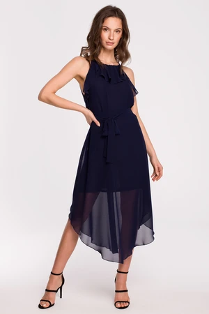 Makover Woman's Dress K137 Navy Blue