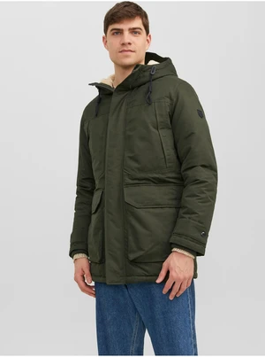 Khaki Men's Winter Parka Jack & Jones Clip - Mens