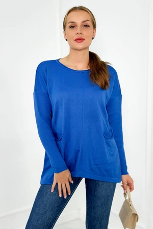 Sweater with front pockets cornflower blue