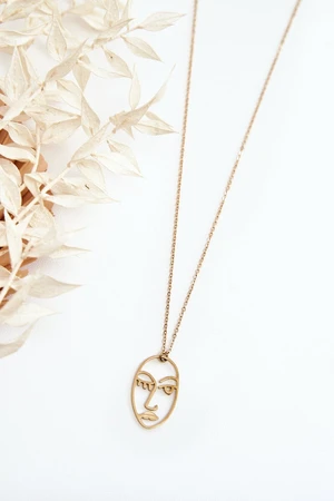 Women's delicate chain with a face motif, gold