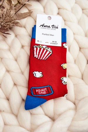 Men's Popcorn Pattern Socks Red