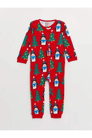 LC Waikiki Crew Neck Long Sleeve Christmas Themed Baby Boy Jumpsuit