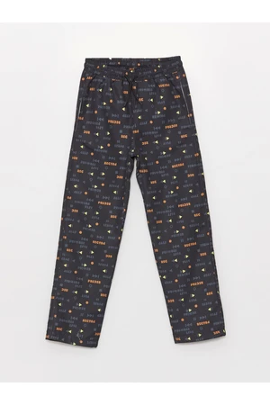 LC Waikiki Fleece-Lined Boys' Trousers with Printed Elastic Waist