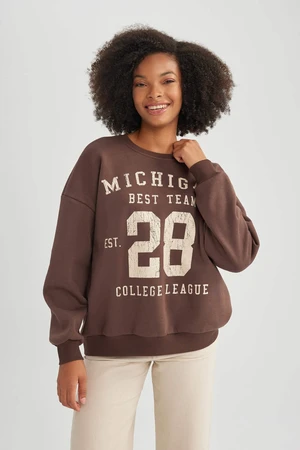 DEFACTO Oversize Fit Printed Long Sleeve Sweatshirt