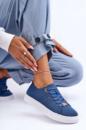 Women's lace-up sneakers blue Etna