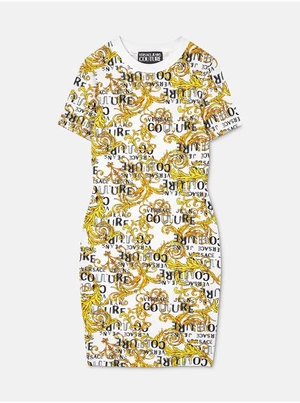 Yellow and White Women's Patterned Sheath Dress Versace Jeans Couture - Women