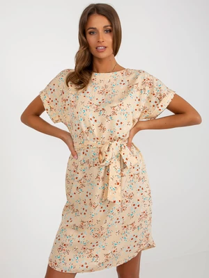 Beige floral knee-length dress from RUE PARIS