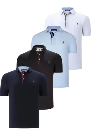 QUAD SET T8582 DEWBERRY MENS T-SHIRT-BLACK-WHITE-NAVY BLUE-BABY BLUE