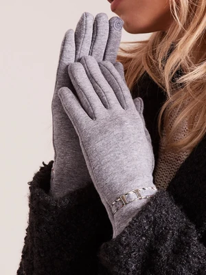 Women's gloves with grey buckle