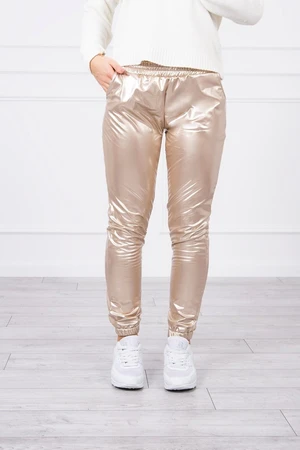 Double-layer trousers with beige velour