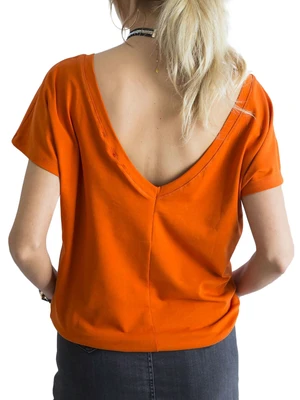 T-shirt with back neckline in dark orange