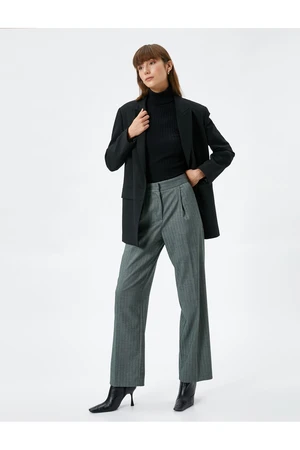 Koton Palazzo Trousers Fabric Pleat Detail High Waist