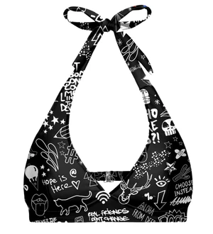 Aloha From Deer Woman's Doodle Halter Neck Bikiny Top BTH AFD113