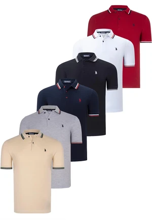 SIX SET T8594 DEWBERRY MENS T-SHIRT-BLACK-WHITE-NAVY BLUE-GREY-BEIGE-BURGUNDY