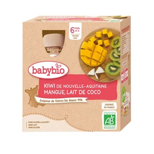 Babybio Kiwi, mango a kokosové mléko 4x90 g