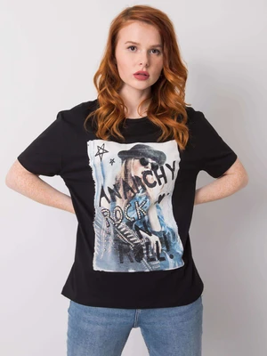 Women's Black Cotton T-shirt