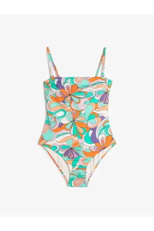 Koton Floral Swimsuit with Detachable Straps Covered