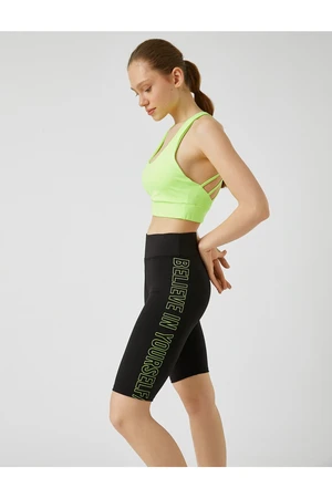 Koton Motto Printed Biker Leggings