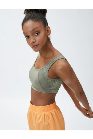 Koton Ebru Şallı Loves Sport - Tulle Detailed Elastic Elastic Sports Bra.