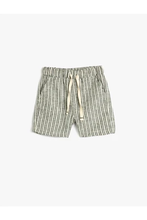 Koton Linen Shorts with Pocket Elastic Waist, Conjoined Cotton